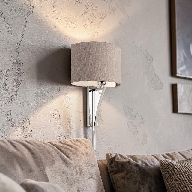 Sculptural Curved, Metal Wall Light with Fabric Shade