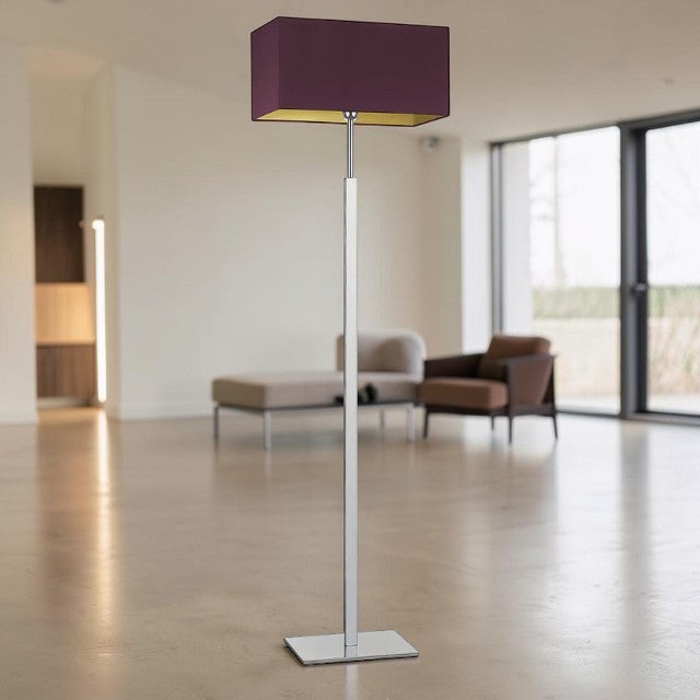 Contemporary Floor Lamp with Rectangular Fabric Shade