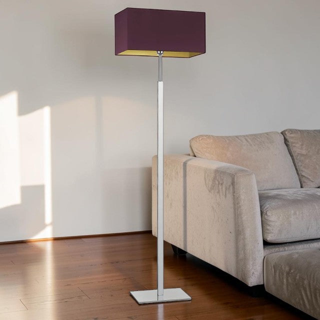 Contemporary Floor Lamp with Rectangular Fabric Shade