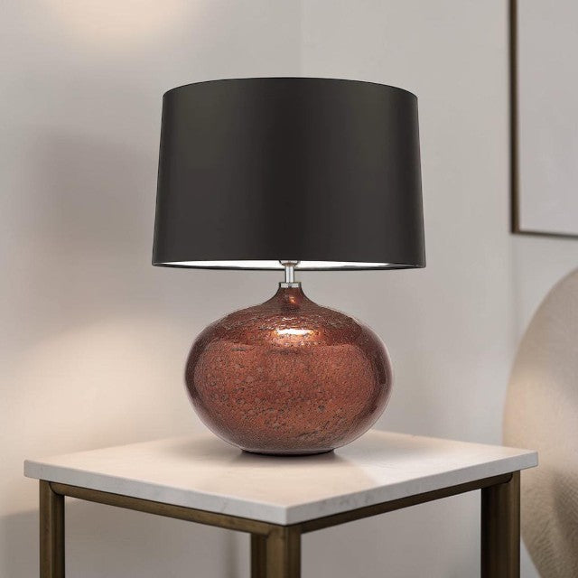 Copper Glass, Table Lamp with Black Drum Shade