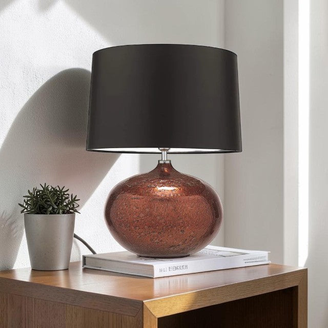 Copper Glass, Table Lamp with Black Drum Shade