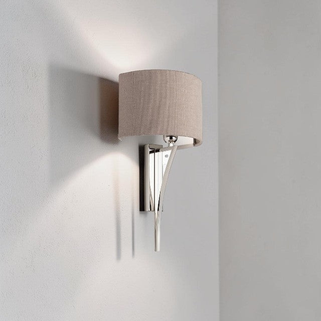 Sculptural Curved, Metal Wall Light with Fabric Shade