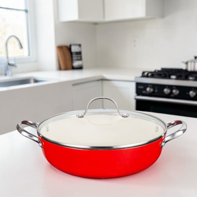 Kitchen Lightweight, Enameled Cast Iron Casserole Pan with Glass Lid, 11 Inch