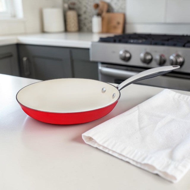 Kitchen Lightweight, Enameled Cast Iron Fry Pan, 11 Inch