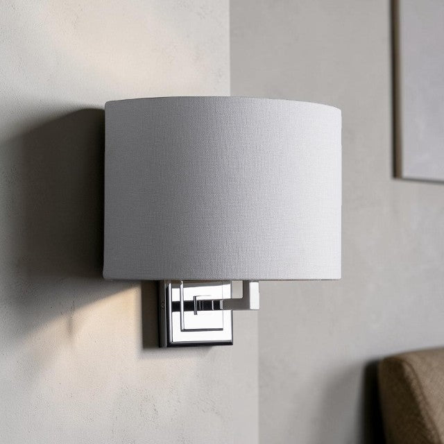 Modern Fabric Shade Wall Light with Chrome Finish