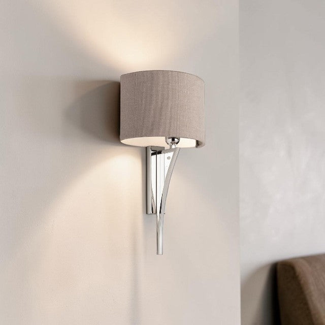 Sculptural Curved, Metal Wall Light with Fabric Shade