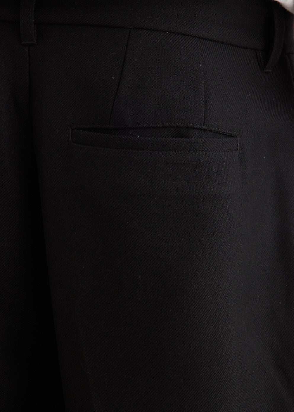 Straight Leg Wool-Blend Tailored Pants with Mid-Rise Waist and Front Pleats