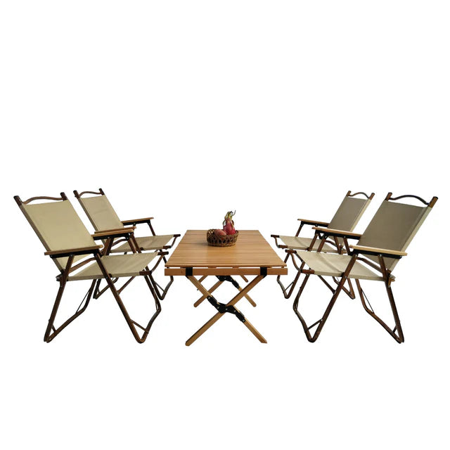 Outdoor Patio, 5 Piece Folding Dining Set with Table and Chairs