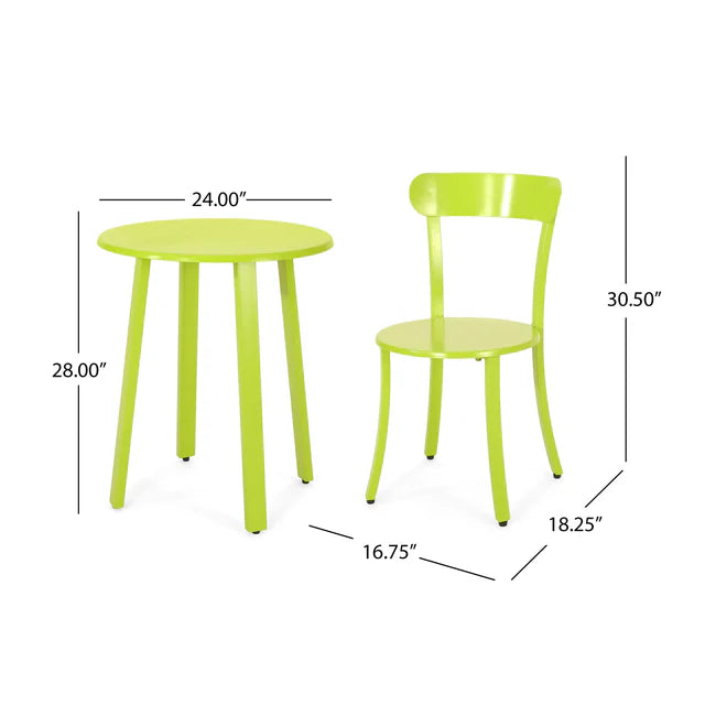 Outdoor Patio, 3 Piece Metal Bistro Set with Round Table and Chairs
