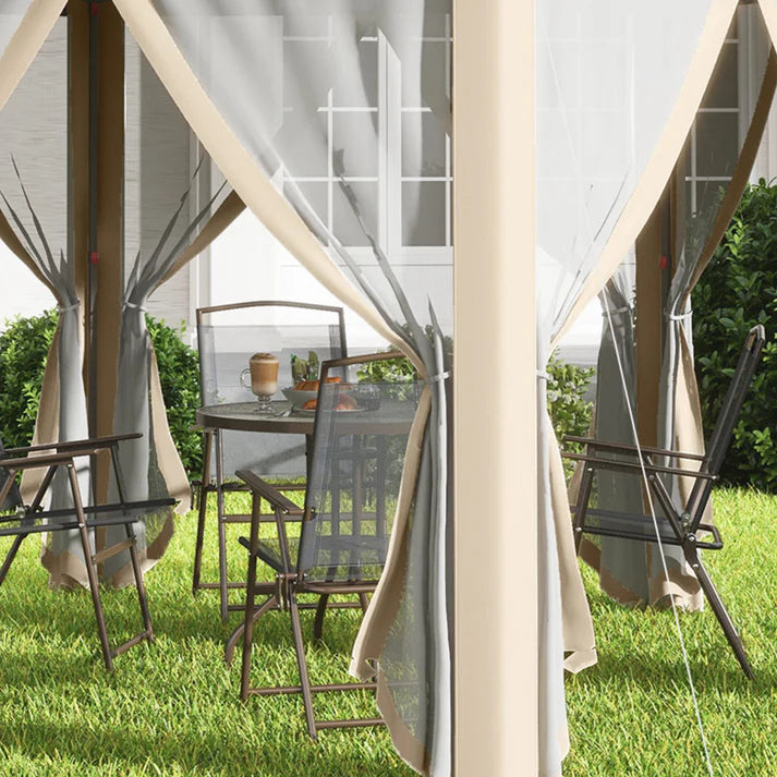Hexagon Pop-Up Gazebo with Mesh Curtains and Carry Bag, 13 ft x 11 ft