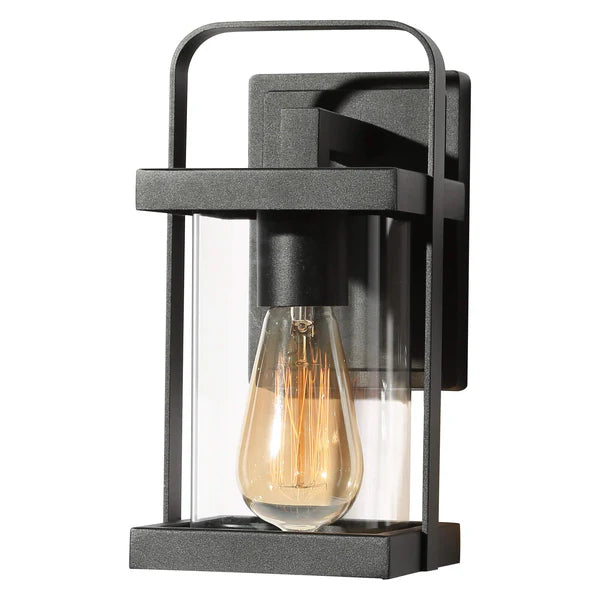 Outdoor Lights, Black Wall Lantern with Clear Glass Shade