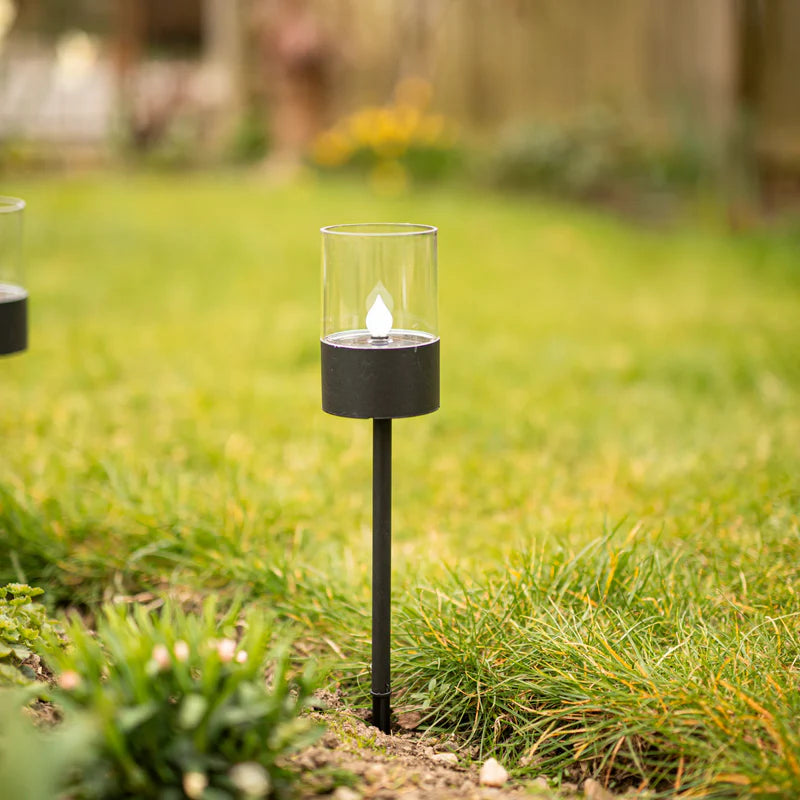 Outdoor Lights, Solar Stake Pathway Lanterns with Flickering LED, Set of 4