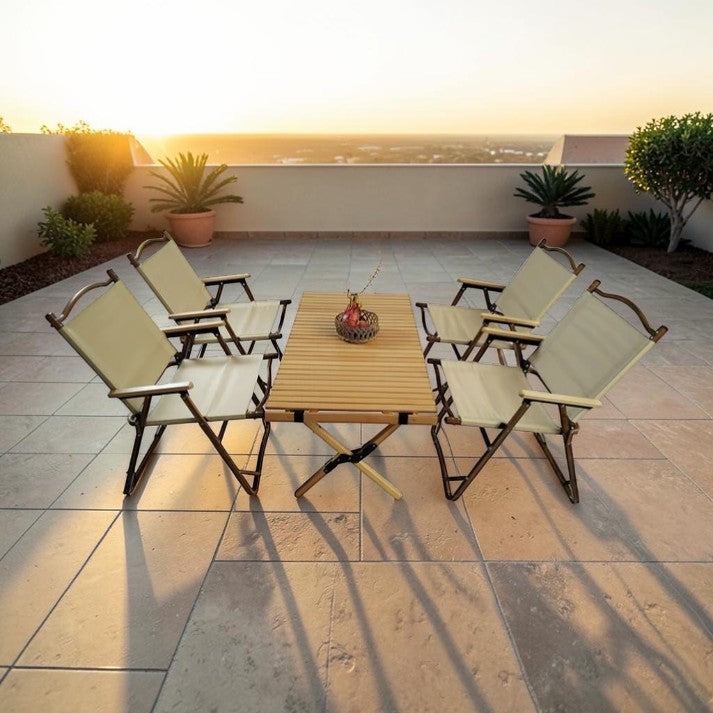 Outdoor Patio, 5 Piece Folding Dining Set with Table and Chairs