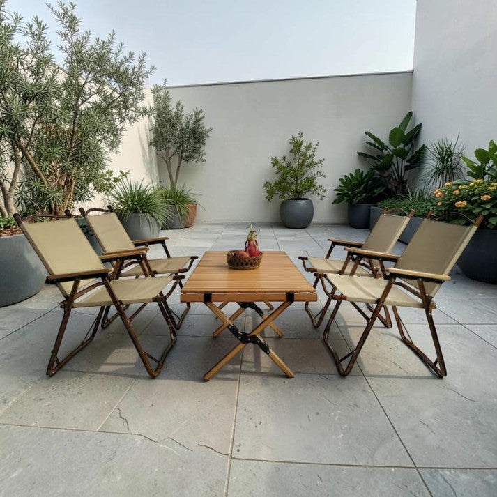 Outdoor Patio, 5 Piece Folding Dining Set with Table and Chairs