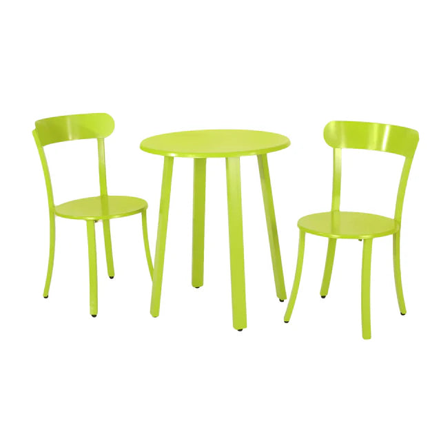 Outdoor Patio, 3 Piece Metal Bistro Set with Round Table and Chairs