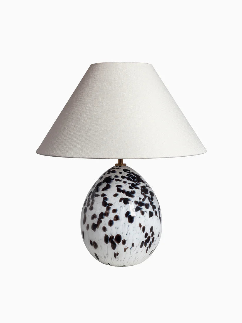Decorative Glass, Table Lamp with Speckled Base and Fabric Shade