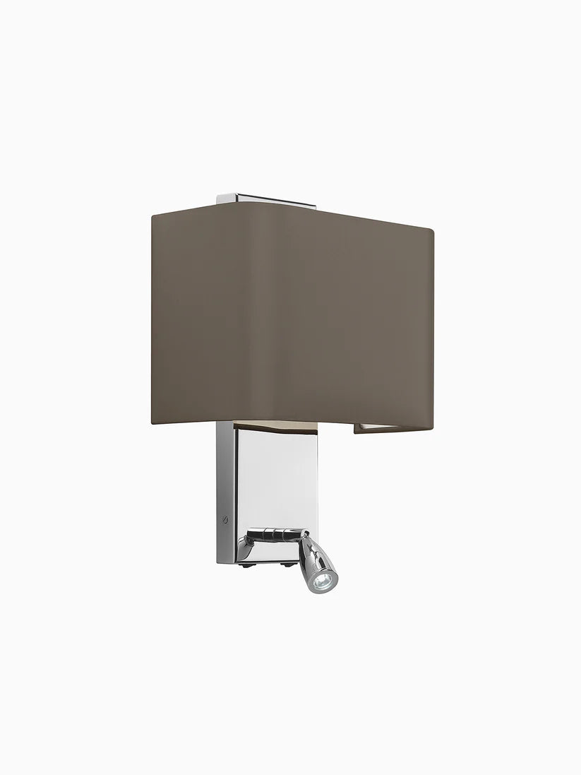 Dual Function, Wall Light with Fabric Shade and Integrated Reading Light