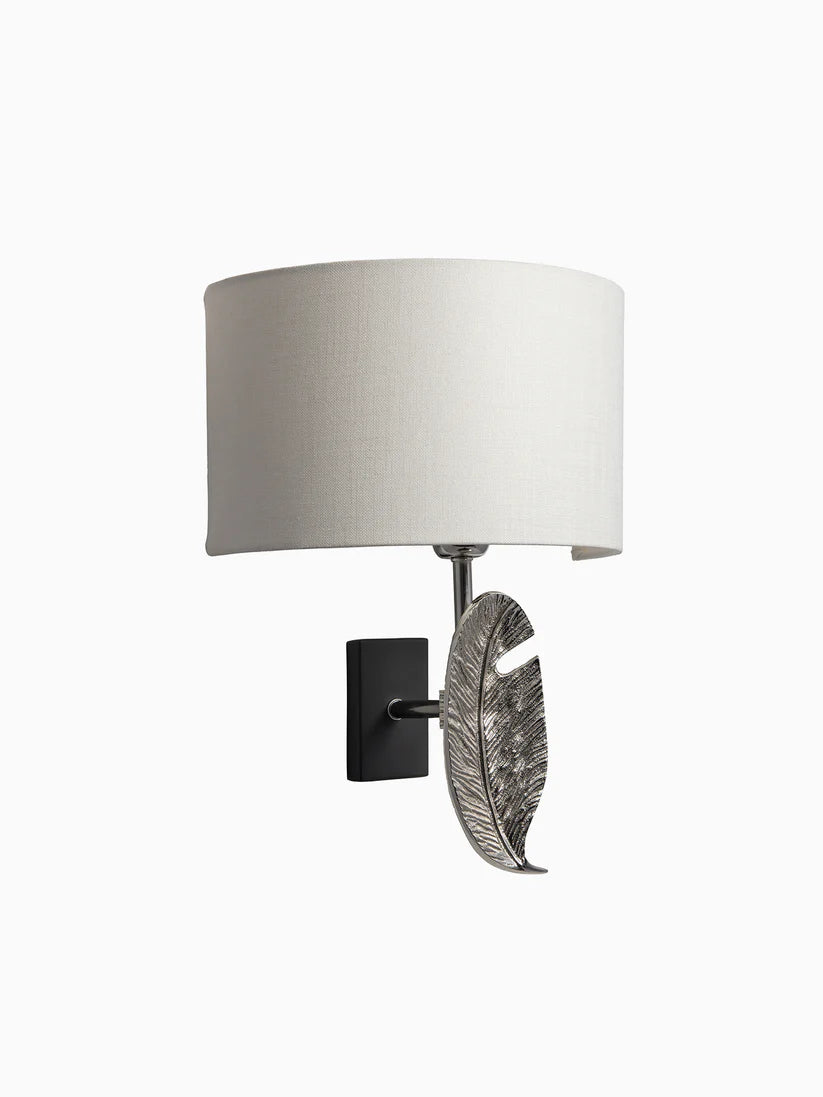Decorative Leaf Design, Wall Light with Fabric Shade
