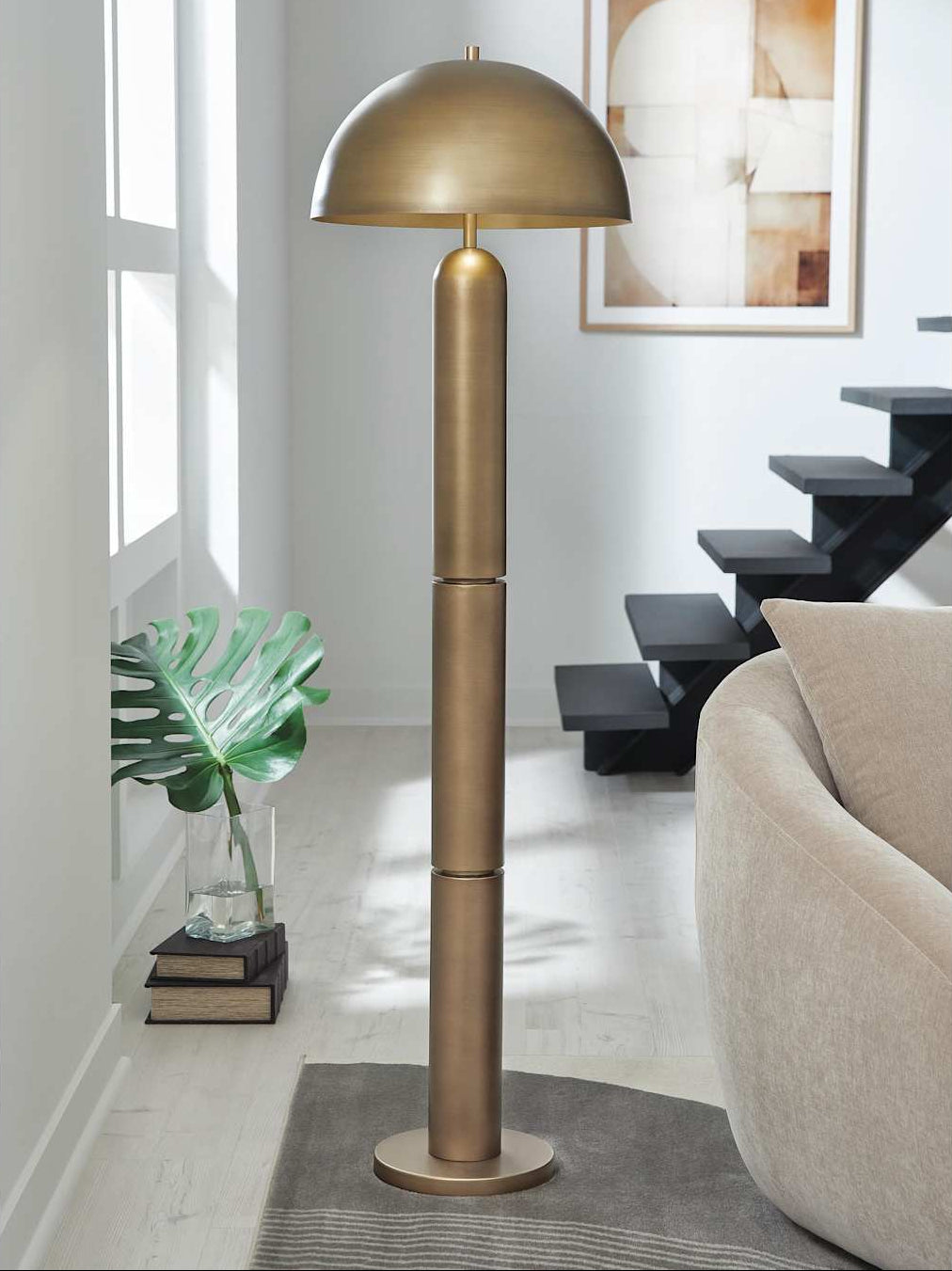 Modern Gold, Dome Floor Lamp with Metal Shade