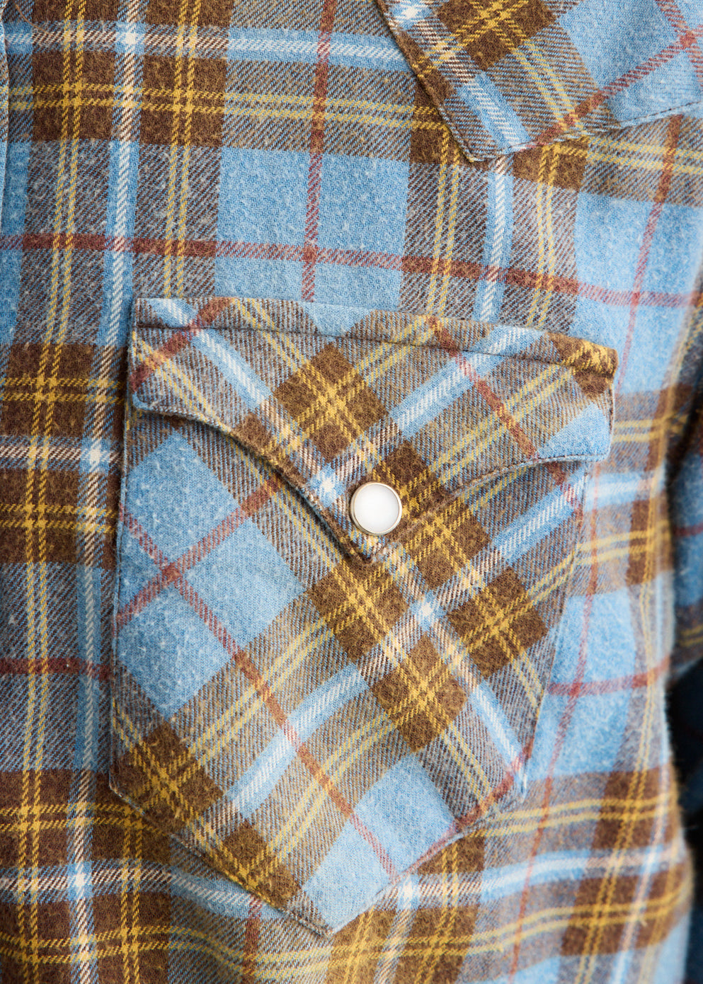 Cotton Flannel Western Shirt with Button Front and Chest Pockets