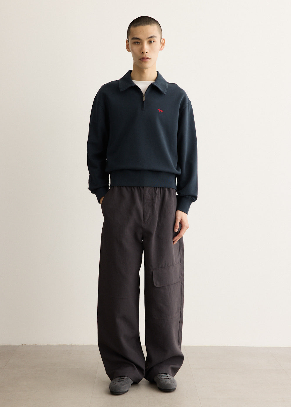 Technical Canvas Cargo Pants with Elasticated Waistband and Water-Repellent Finish