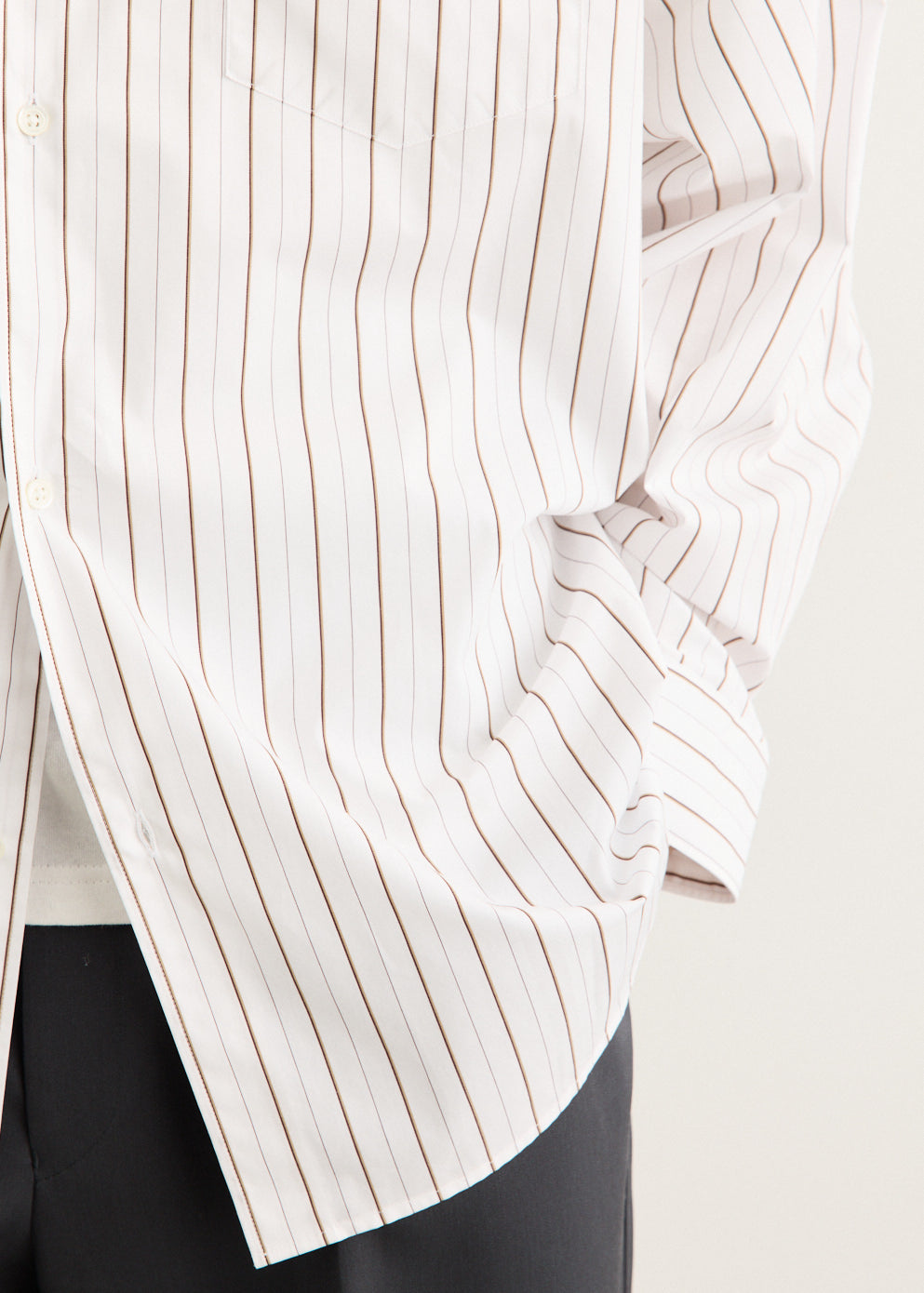 Oversized Striped Broadcloth Shirt with Dropped Shoulders and Button-Down Collar