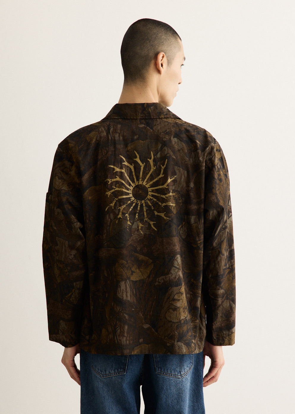 Camouflage Button-Down Shirt with Relaxed Fit and Chest Pocket