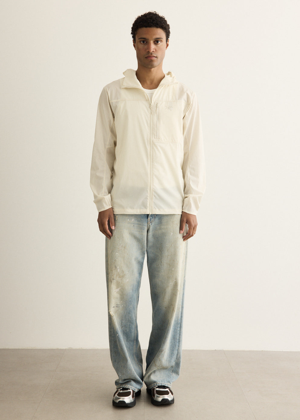 Packable Wind Shell Jacket with Adjustable Hood and Water-Repellent Nylon, Self-Stow Pocket
