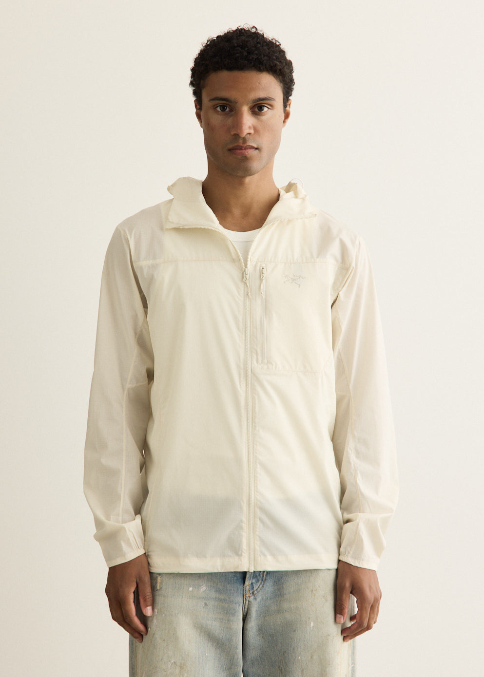 Packable Wind Shell Jacket with Adjustable Hood and Water-Repellent Nylon, Self-Stow Pocket