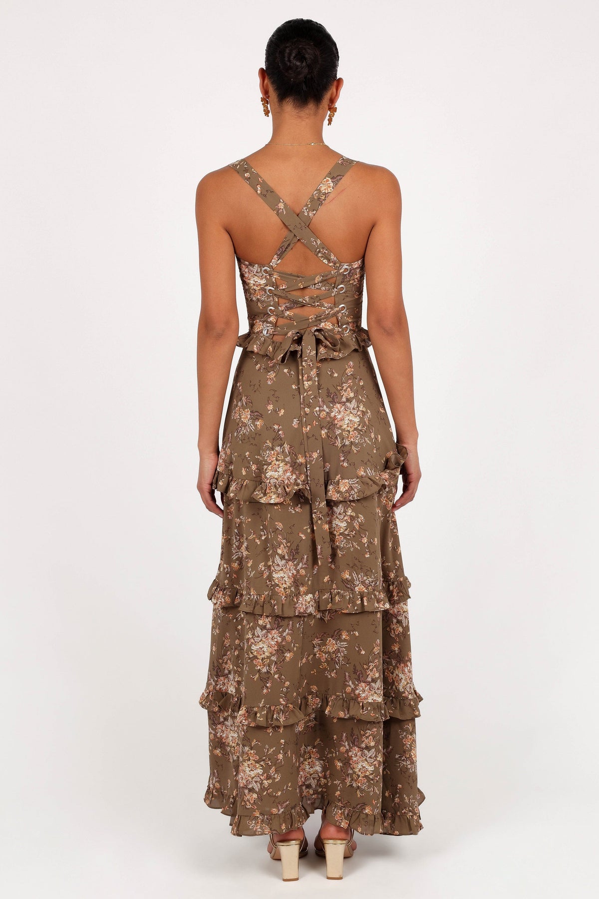 Petal and Pup USA DRESSES Lillee Tiered Maxi Dress - Olive Print