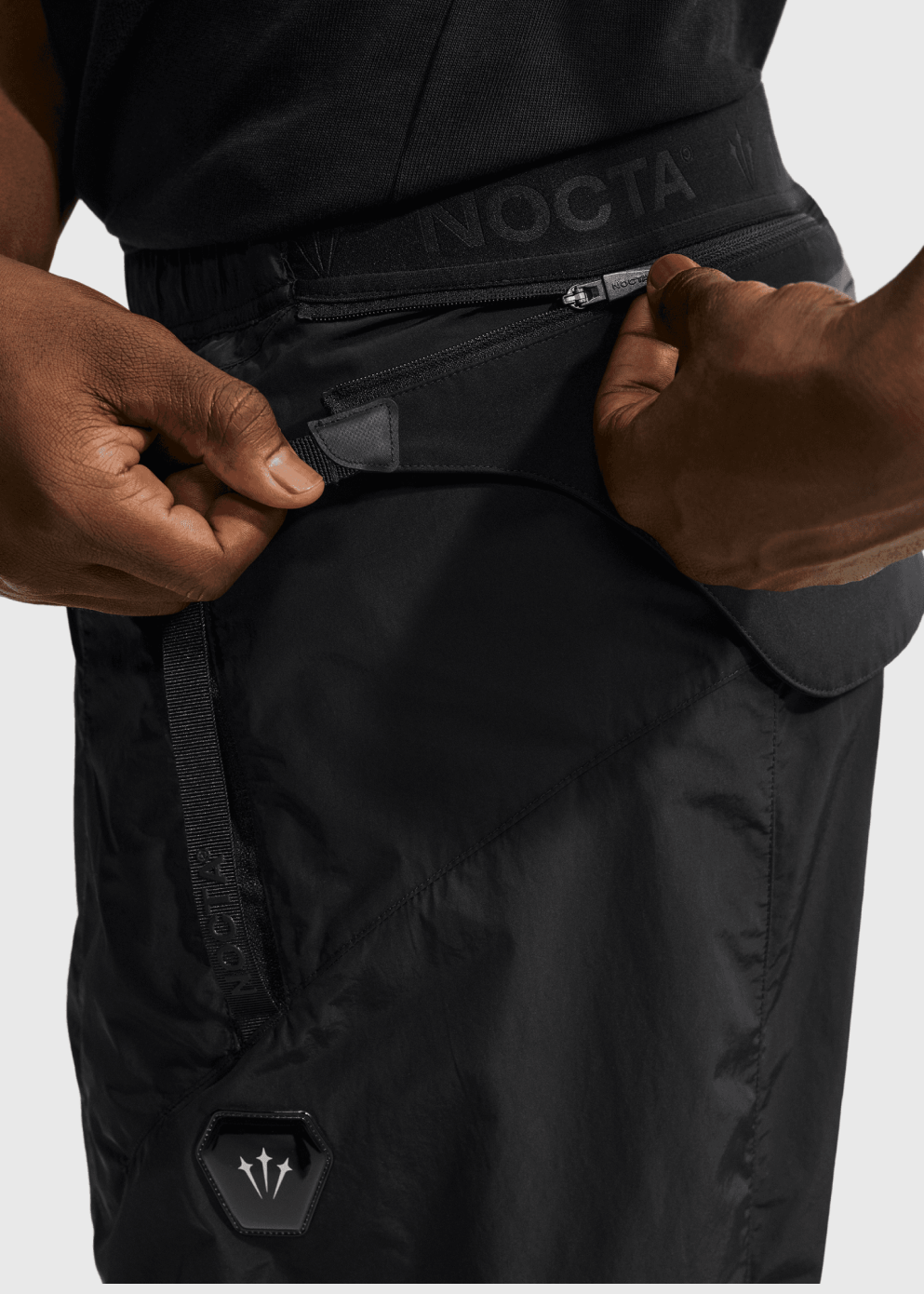 Nylon Track Pants with Mesh Lining and Removable Back Pouch, Reflective Accents