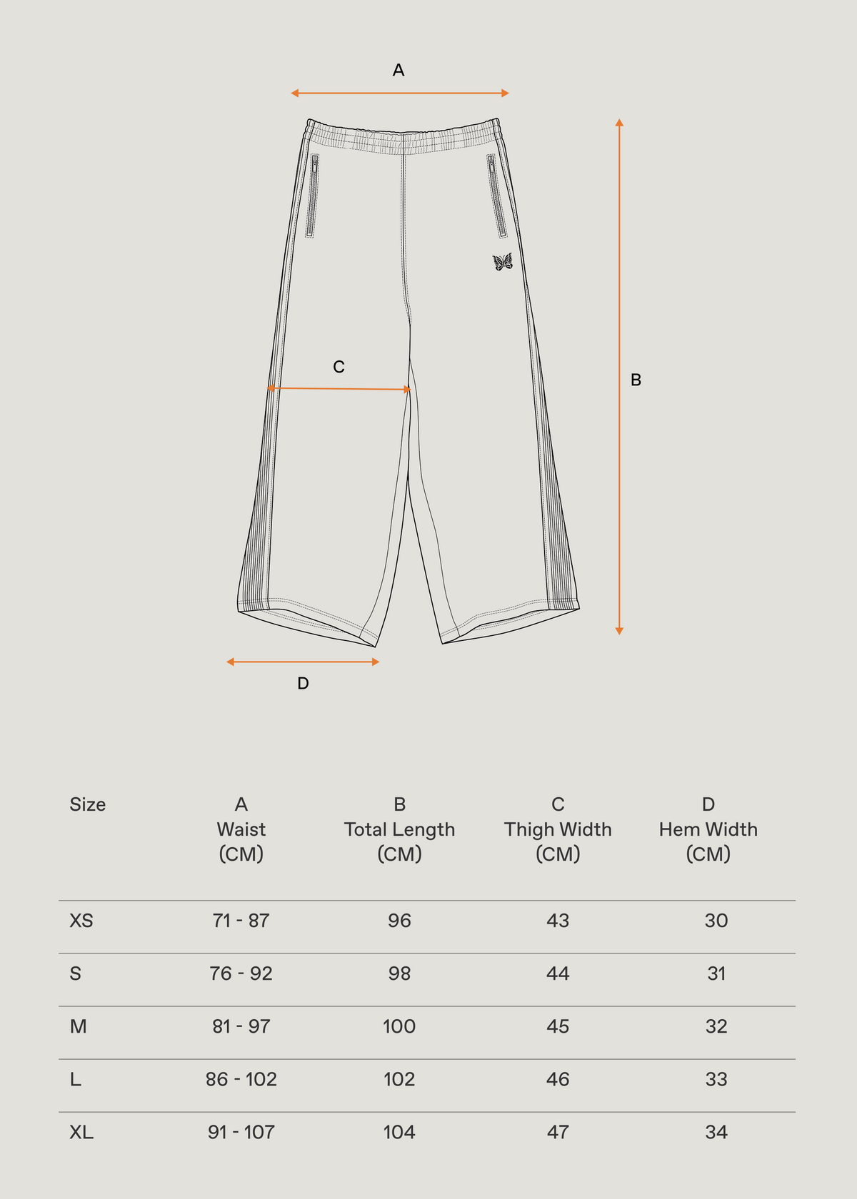 Ultra-Wide Leg Track Pants with Rayon Stripes and Zippered Pockets