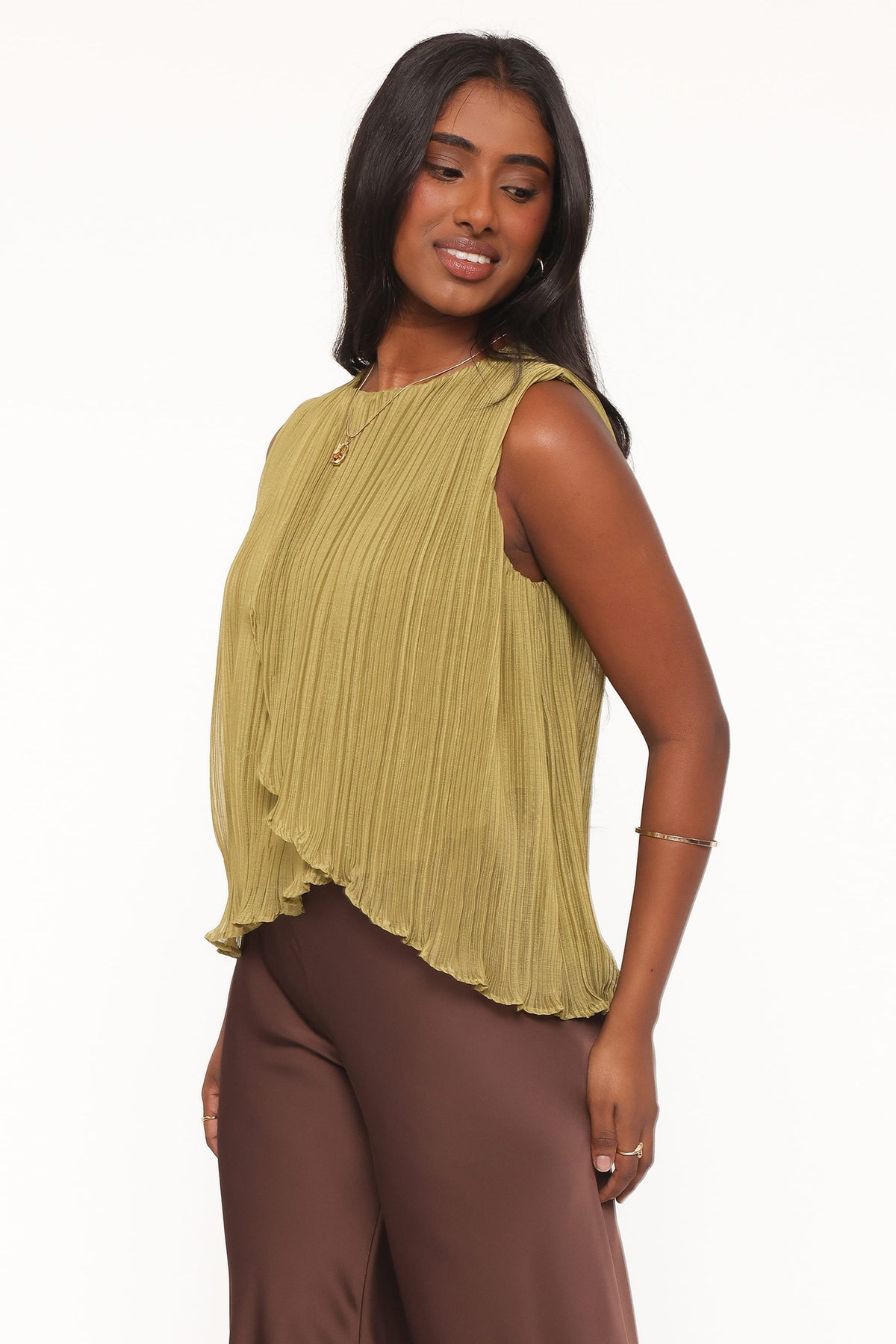 TOPS Marcia Plisse Top - Green
