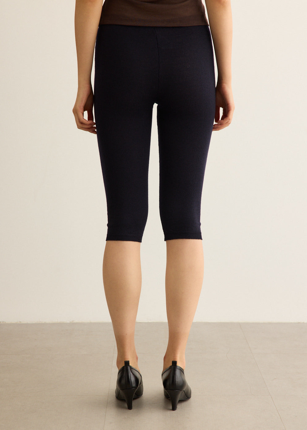 Merino Wool Knitted Leggings with Elasticated Waistband, Below-Knee Length