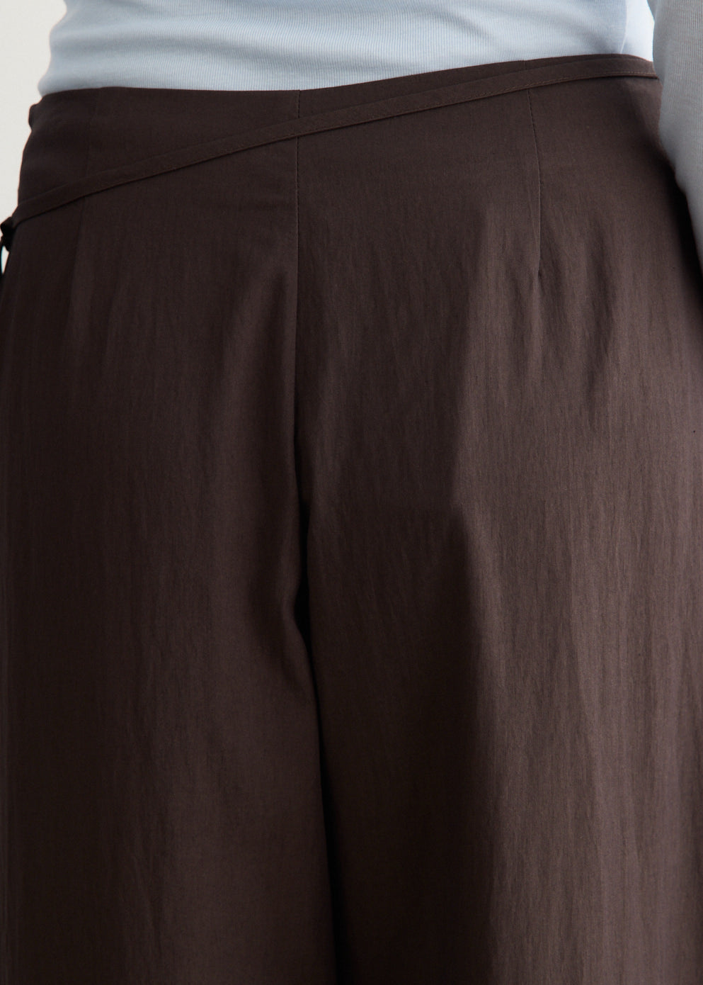Wide-Leg Wrap Pants with Extended Pleat Detail and Relaxed Fit