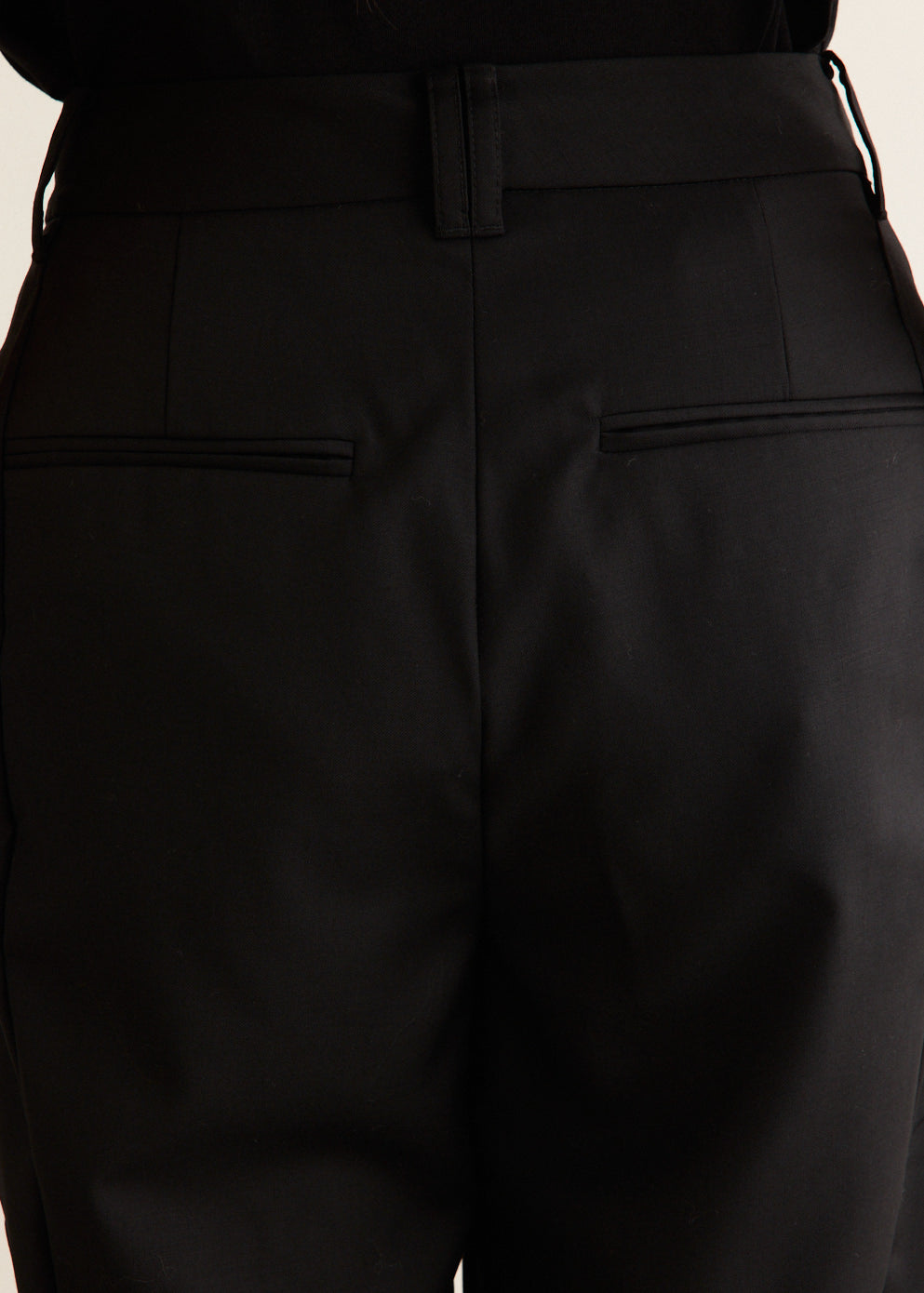 Wool Straight Leg Pants with Double Pleats and Tailored Fit