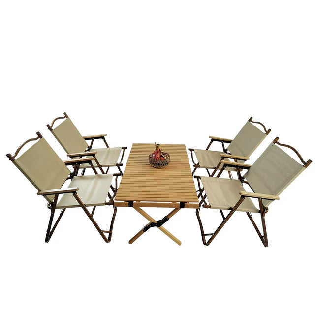 Outdoor Patio, 5 Piece Folding Dining Set with Table and Chairs