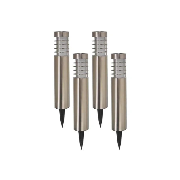 Outdoor Lights, Solar Stainless Steel Bollard Pathway Lights, Set of 4