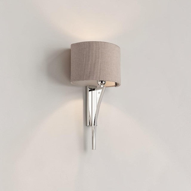 Sculptural Curved, Metal Wall Light with Fabric Shade
