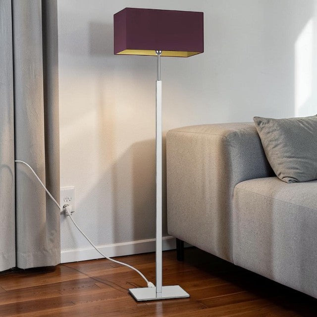 Contemporary Floor Lamp with Rectangular Fabric Shade