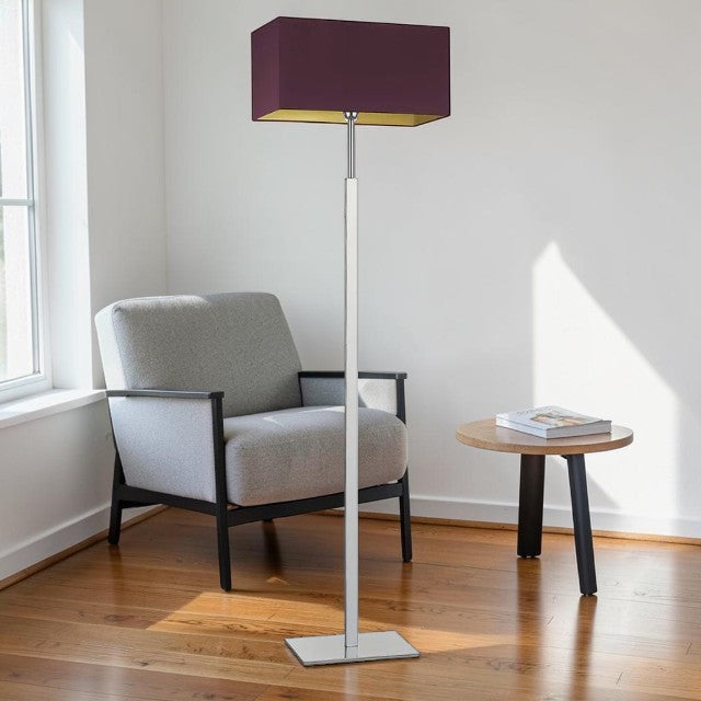 Contemporary Floor Lamp with Rectangular Fabric Shade
