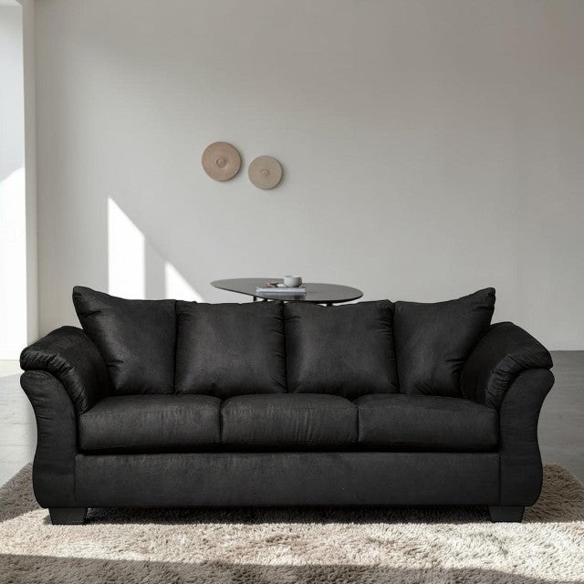 Contemporary Black, Upholstered Sofa with Pillow Top Arms