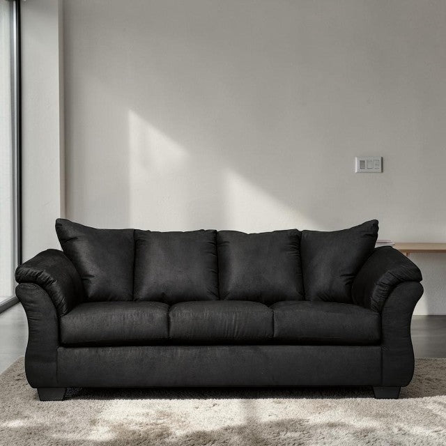Contemporary Black, Upholstered Sofa with Pillow Top Arms