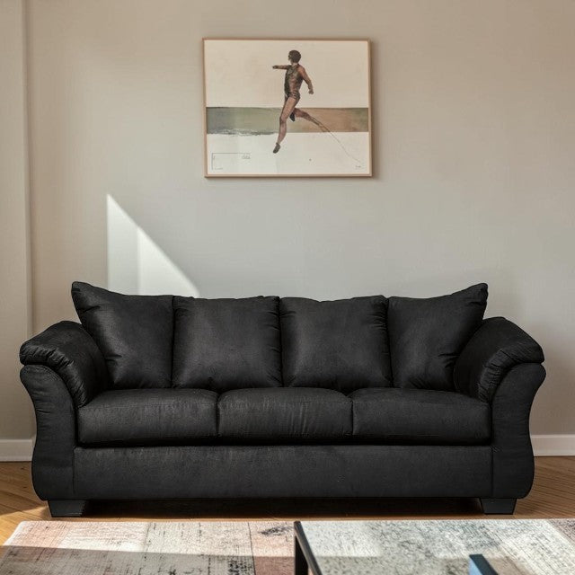 Contemporary Black, Upholstered Sofa with Pillow Top Arms