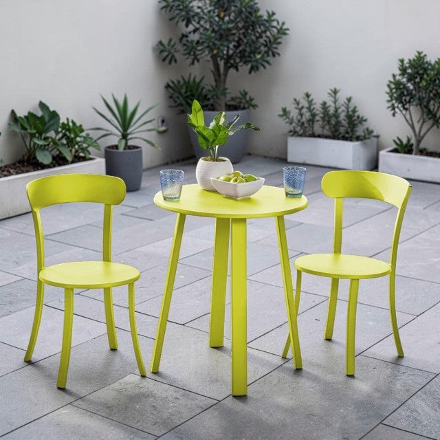 Outdoor Patio, 3 Piece Metal Bistro Set with Round Table and Chairs