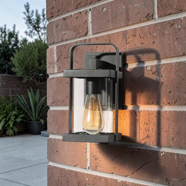 Outdoor Lights, Black Wall Lantern with Clear Glass Shade
