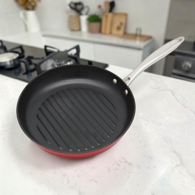 Kitchen Lightweight, Cast Iron Grill Pan with Enameled Finish, 11 Inch