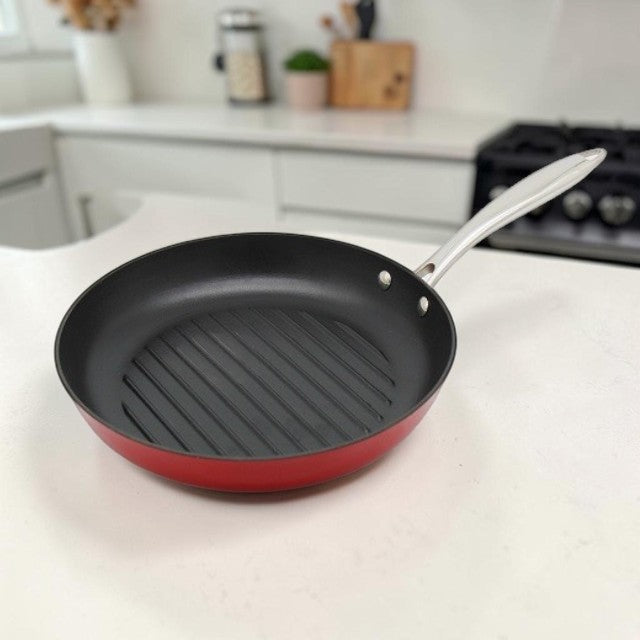 Kitchen Lightweight, Cast Iron Grill Pan with Enameled Finish, 11 Inch