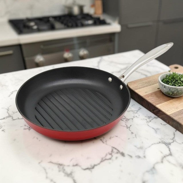 Kitchen Lightweight, Cast Iron Grill Pan with Enameled Finish, 11 Inch