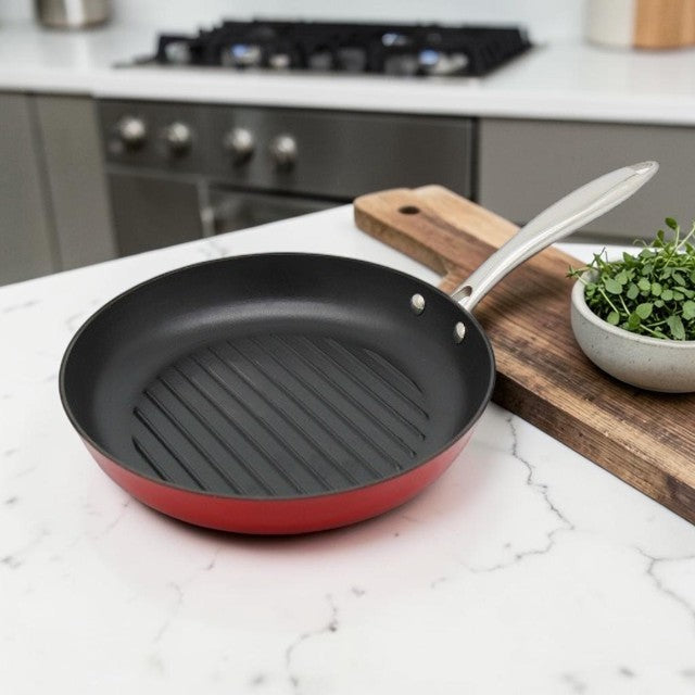 Kitchen Lightweight, Cast Iron Grill Pan with Enameled Finish, 11 Inch